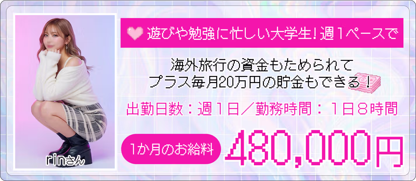 rinさん、一カ月のお給料48万円